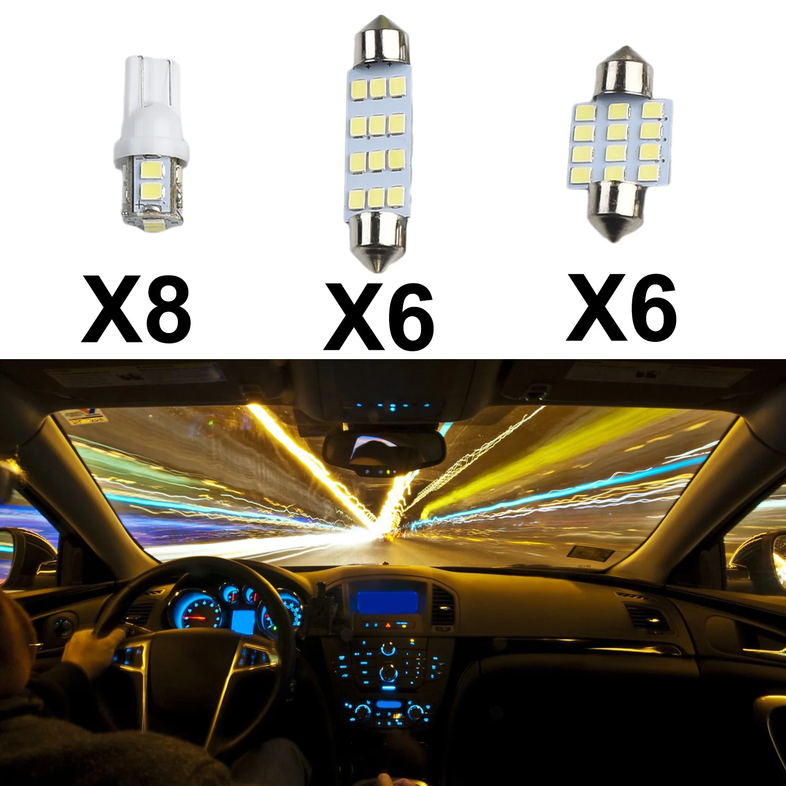 

Автомобильный товар, комплект из 20 ярких белых лампочек для купольного номерного знака, простая установка, долговечная и долговечная