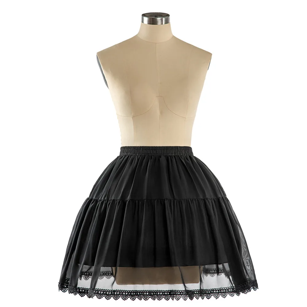 

Wedding Ball Gown Underskirt Short Dress Cosplay Petticoat Lace Tow Bones Lolita Tutu Petticoat Ballet Rockabilly Crinoline