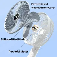 Ventilateur de bureau portable multifonctionnel, 1200mAh, sans fil, 3 vitesses, refroidisseur personnel silencieux 4