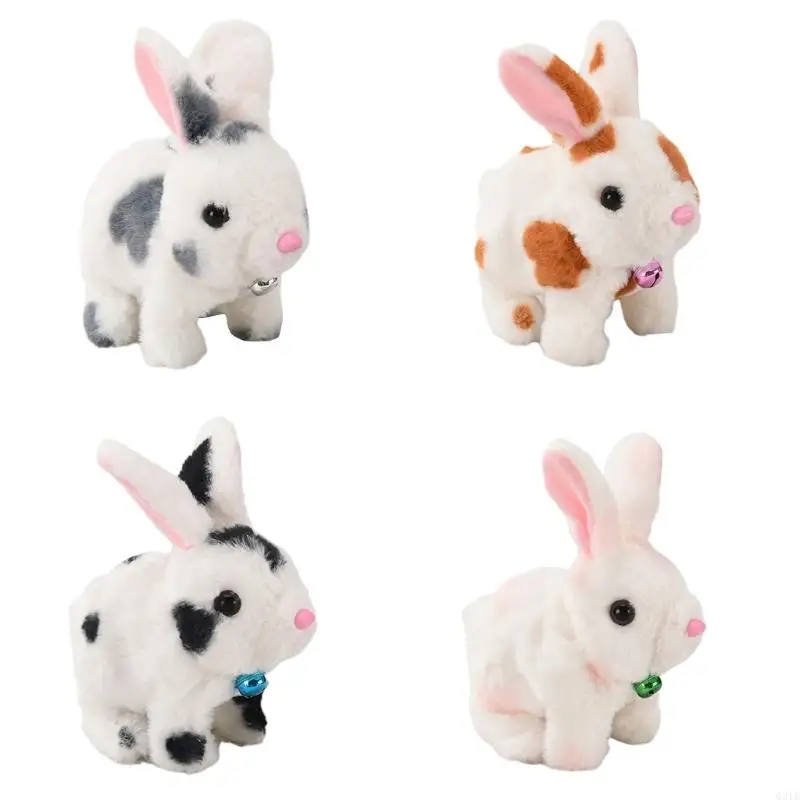 G2TE Squeaking Plush Rabbit Toy Stuffed Animal Musical Electric Walking Toy Christmas Gift for Toddlers Boys Girls
