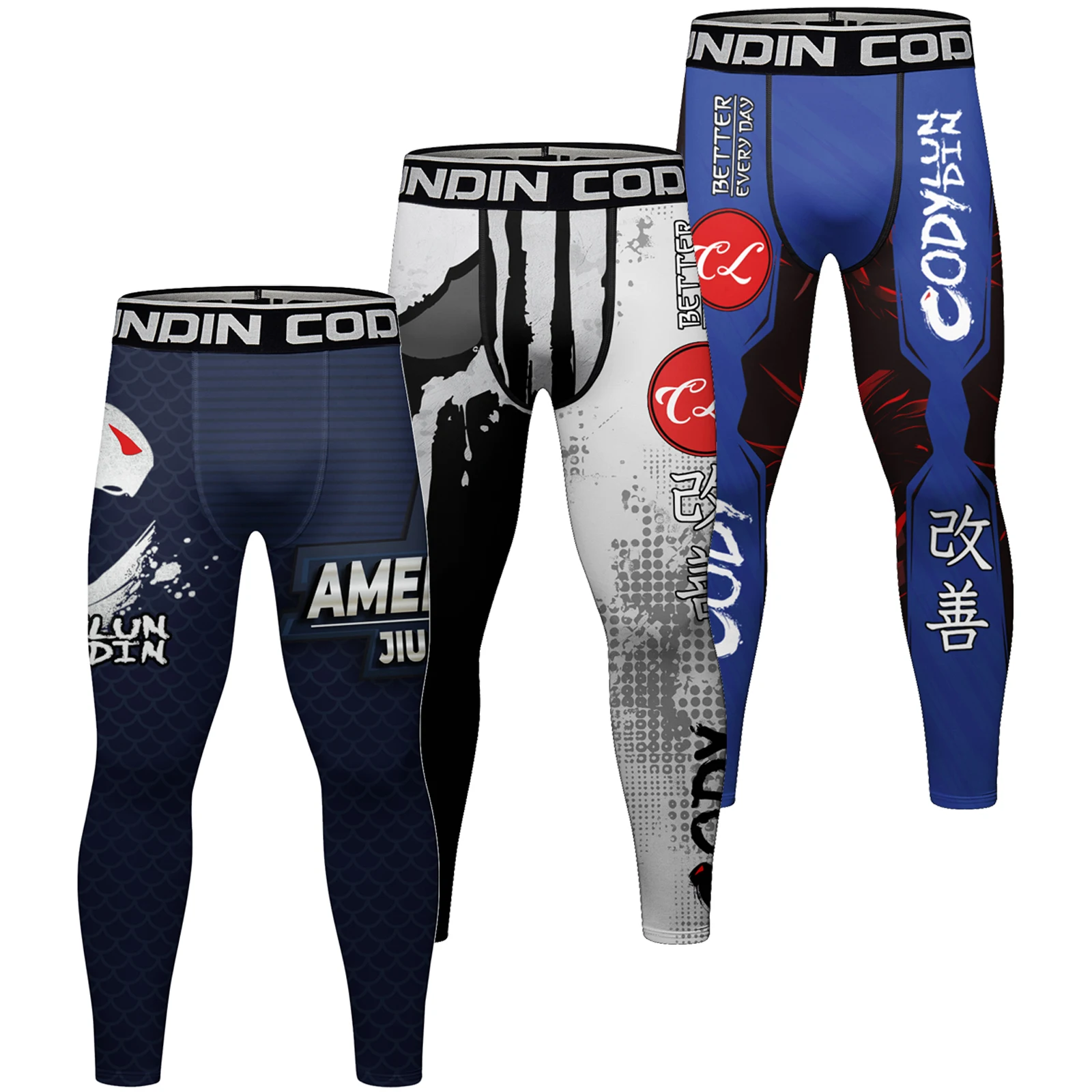 Cody Lundin Waistband Men's Running Leggings Sportswear Quick Dry Gym Fitness Workout Training Jogging Sports Pants Tights 6