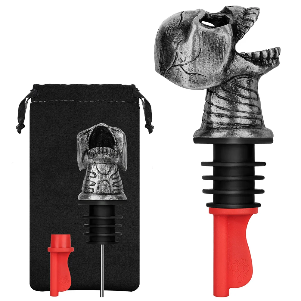 

Skull 2-In-1 Wine Bottle Pourer and Stopper Gothic Party Decoration Wine Mouth Holiday Gift Preservation Bottle Stopper