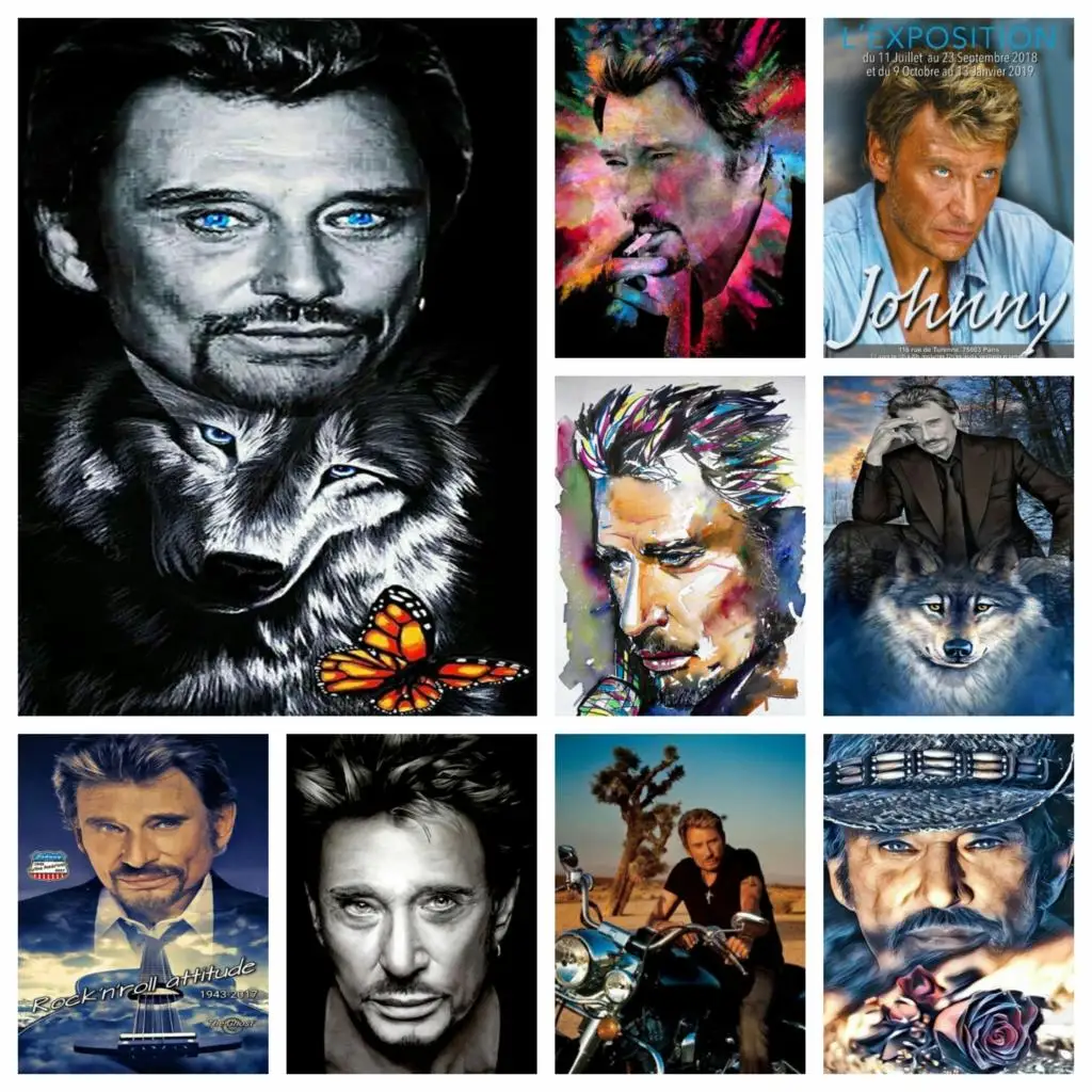 ANnjab Johnny hallyday Aigle Bricolage 5D Diamant Peinture Cristal Broderie Point de Croix Strass Broderie Peinture Art Artisanat Maison décoration Murale (c(Carré 40x50cm