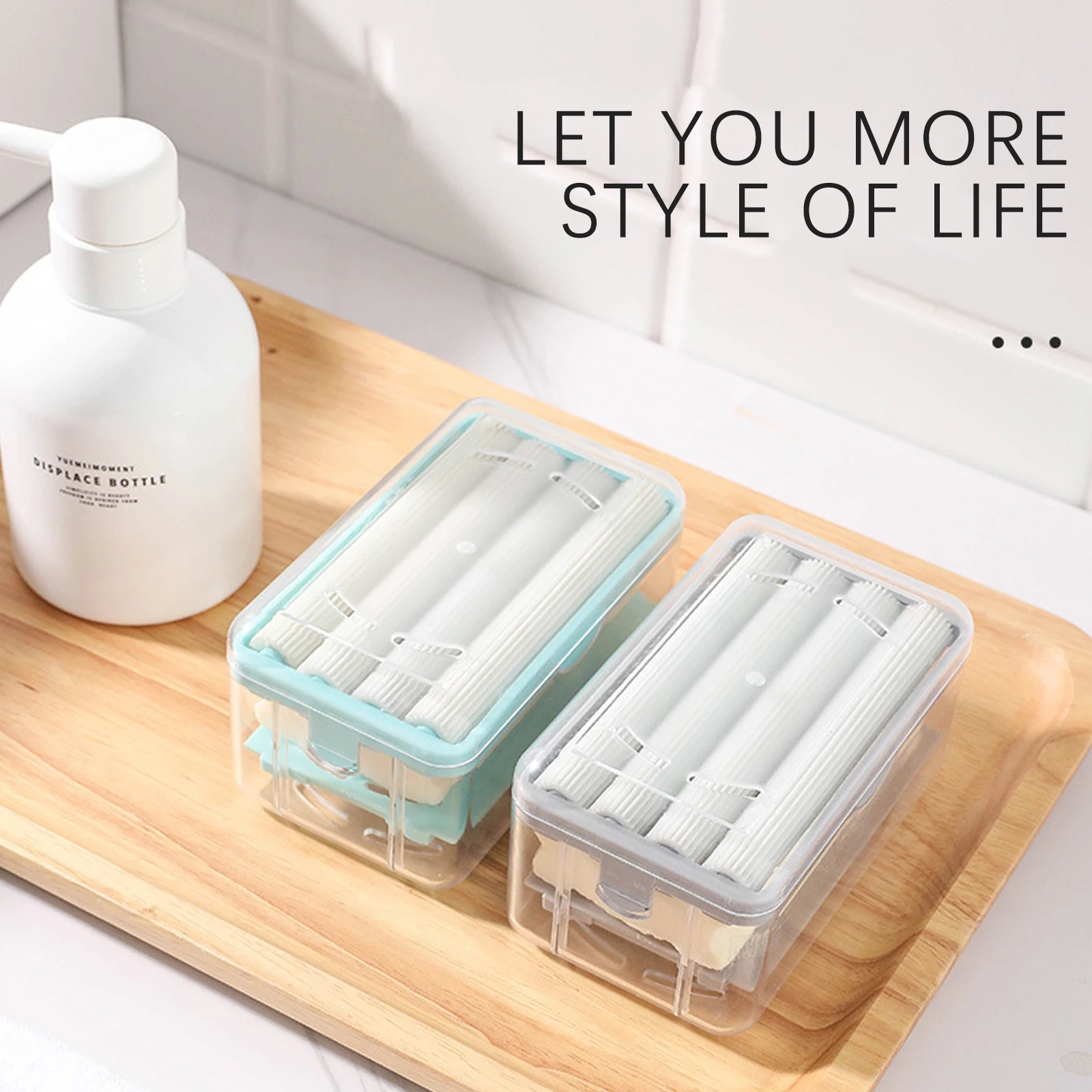 

Laundry Soap Box Hands Free Foaming Soap Dish Multifunctional Soap Dish Holder Bathroom Shower Hand Soap Box with Sponge Rollers