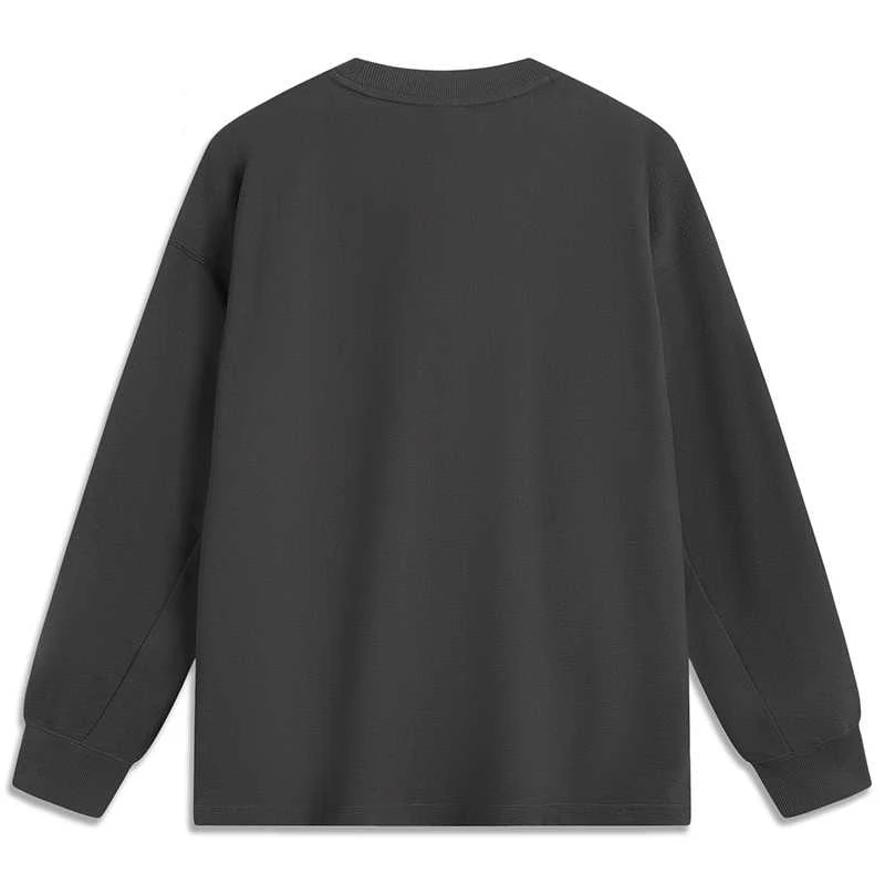 Li-Ning Men BADFIVE Basketball Sweatshirt Loose Fit Cotton Long Sleeve O-Neck Comfortable Tops Pullover AWDU507
