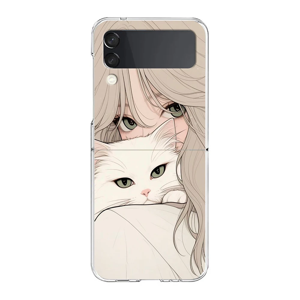 Cartoon Couple Design Hard Folding Clear Phone Case