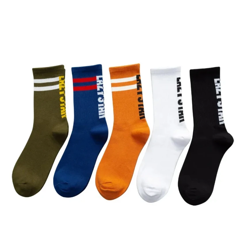 

5Pairs Cool Men Warm Socks Autumn Winter Male Solid Color Middle Tube Socks For Men