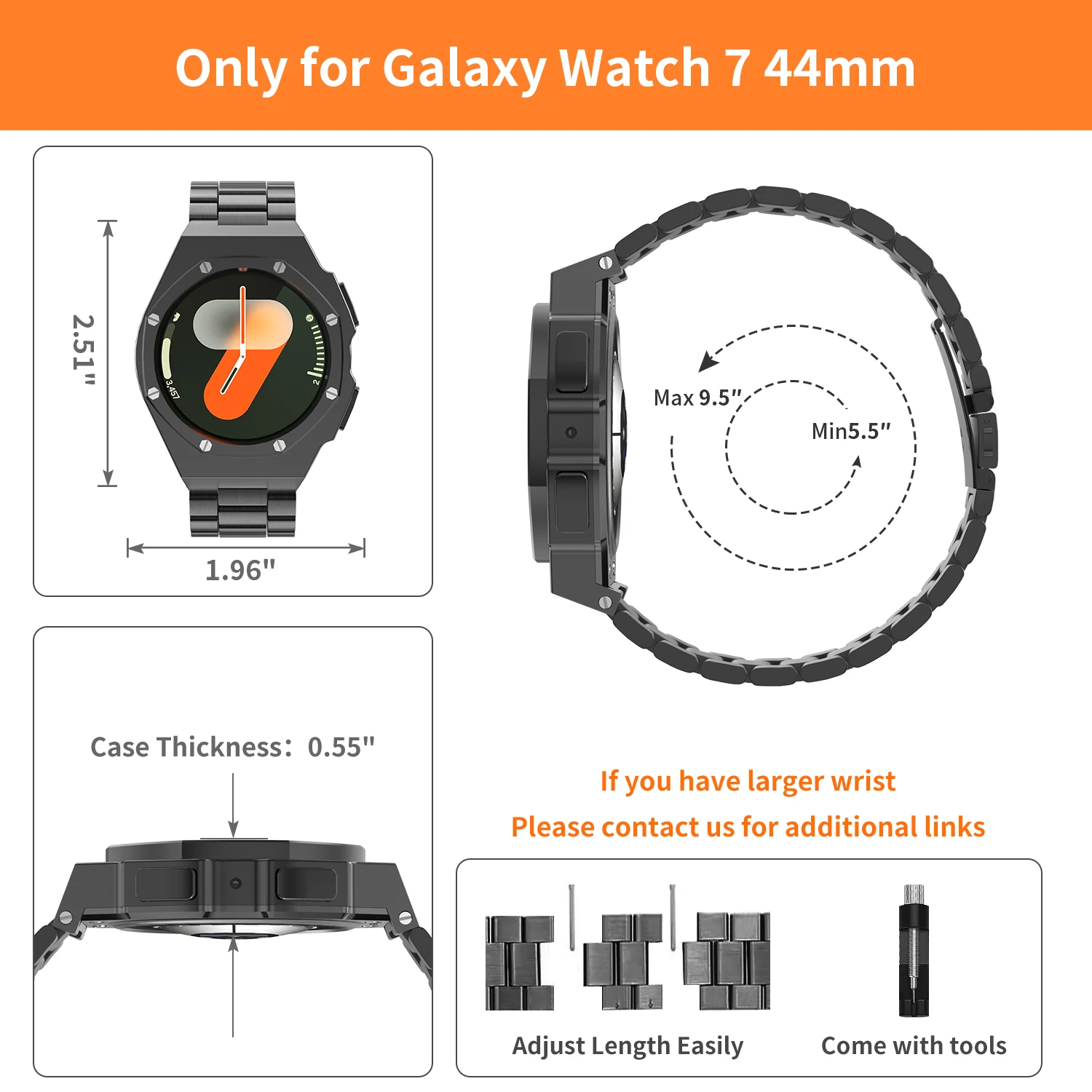 Stainless Steel Modification Kit with Metal Strap & Protective Cover