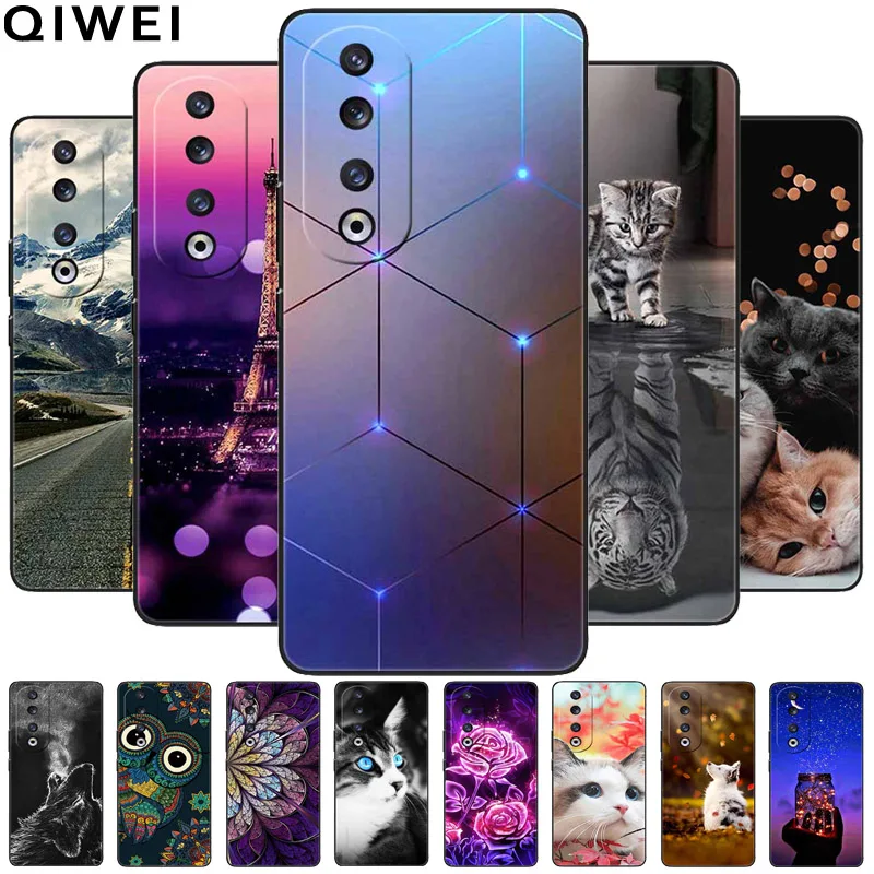 Per Honor 90 / 90 Lite / 90 Pro Custodia In Silicone Morbido Nero Paraurti Coque Per Honor 90 Lite 2023 Borsa Protettiva 90 Lite 90Pro Cartoon