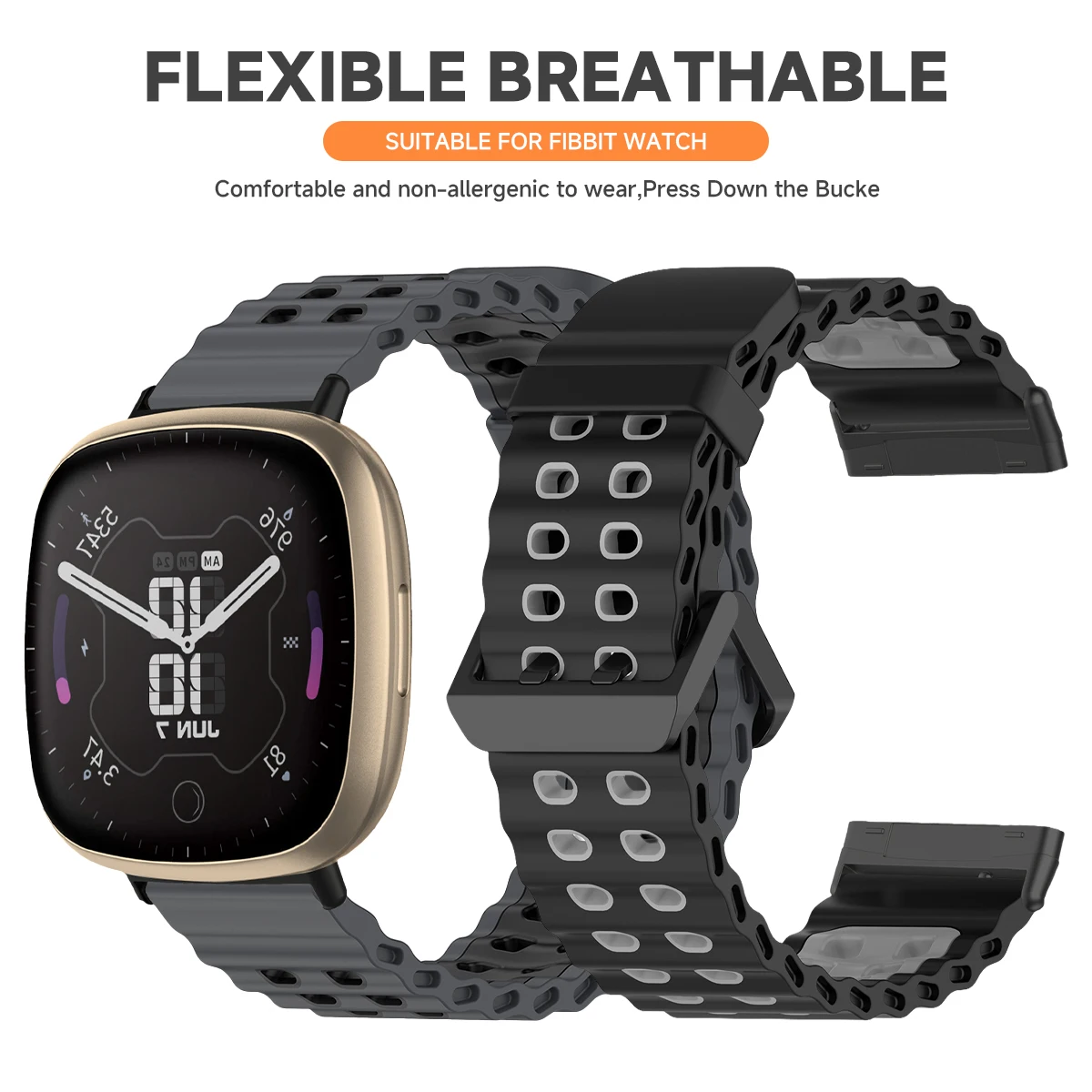 Marine Two-Tone Silicone Ocean Band - Breathable Sport Bracelet