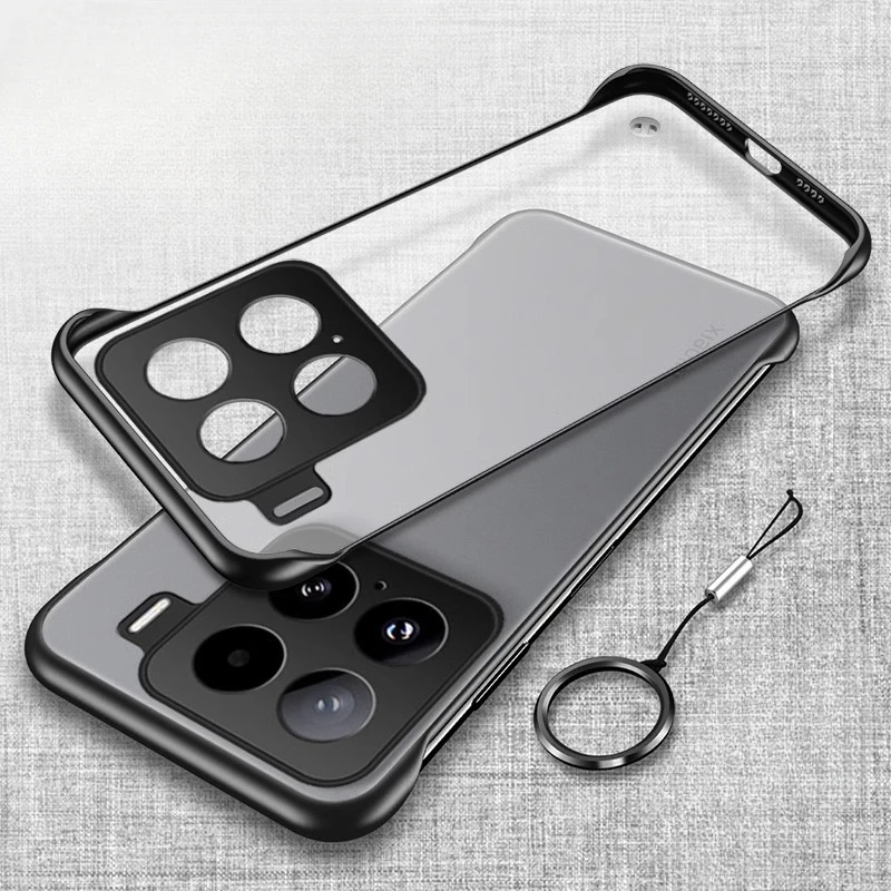 Ultra-Thin Frameless Matte Translucent Case with Shockproof Full Protection and Ring Cover