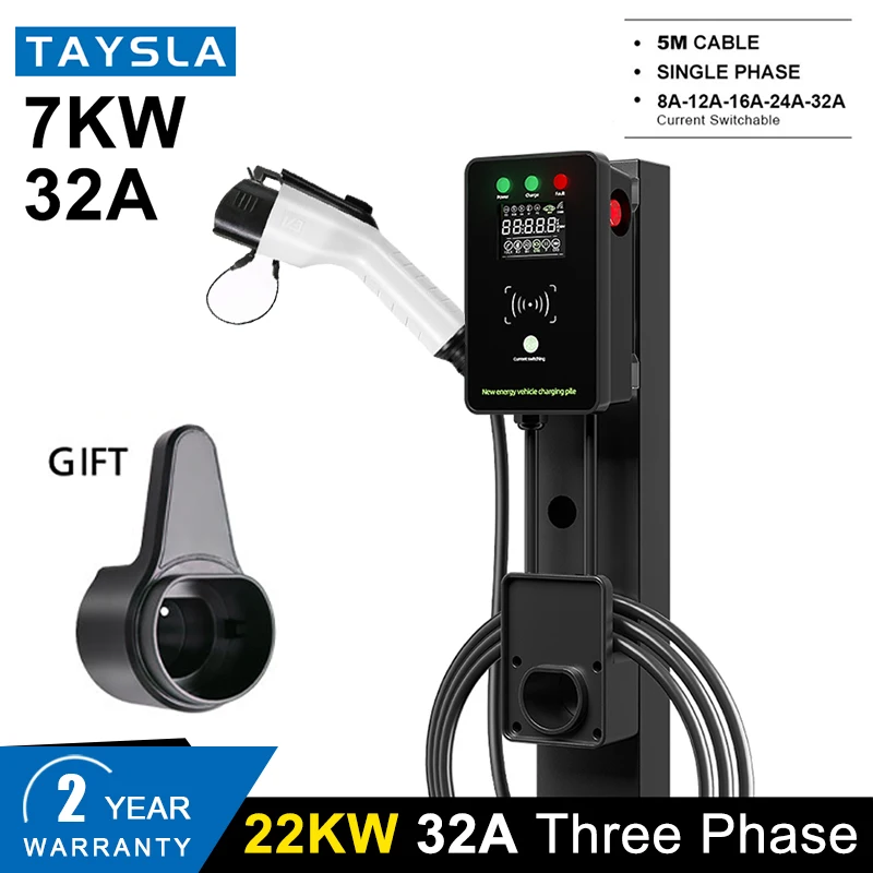 Taysla Ev Charger 32A 7Kw Caricabatteria Per Auto Elettrica Evse Wallbox 1 Fase Type1 Cavo J1772 Stazione Di Ricarica Per Auto Elettrica