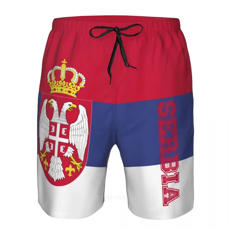Summer 3d Print Serbia Flag Beach Shorts For Men Quick Dry Surf Board Shorts Popular Sports Swim Trunks Bathing Suits Clothes 2