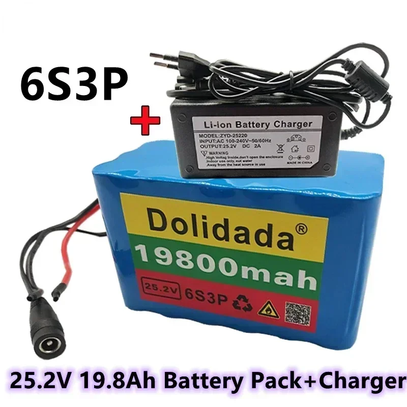 

100% Brand New 25.2V 19800mah 6S3P 18650 lithium battery 25.2V electric bike moped/electric/li ion battery + Charger