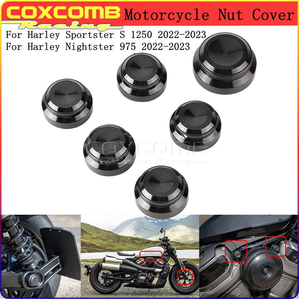 

For Harley Sportster S 1250 Nightster 975 Motorcycle Nut Cover Black Nuts Covers Cap Aluminum Motorbike Accessories 2022 2023
