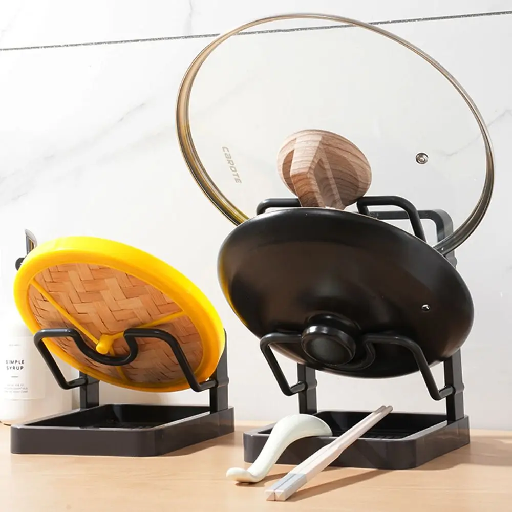 Durable Double Layer Pot Lid Rack Draining Large Capacity Cutting Board Holder Non-slip Kitchen Storage Rack Pot Lid Organizer