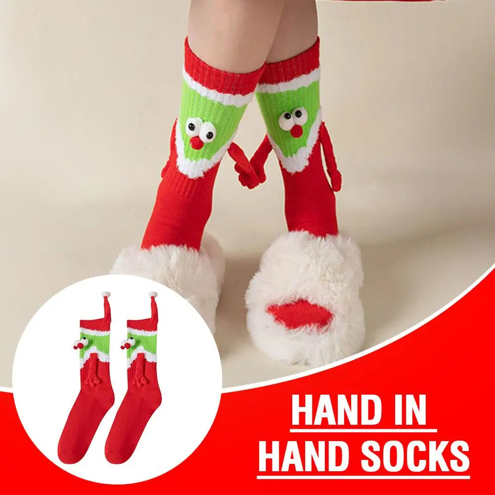 

2024 Christmas Hand In Hand Socks Cute Fun Couple Holding Socks And Socks Winter Autumn Dropshipping Cotton W2t9