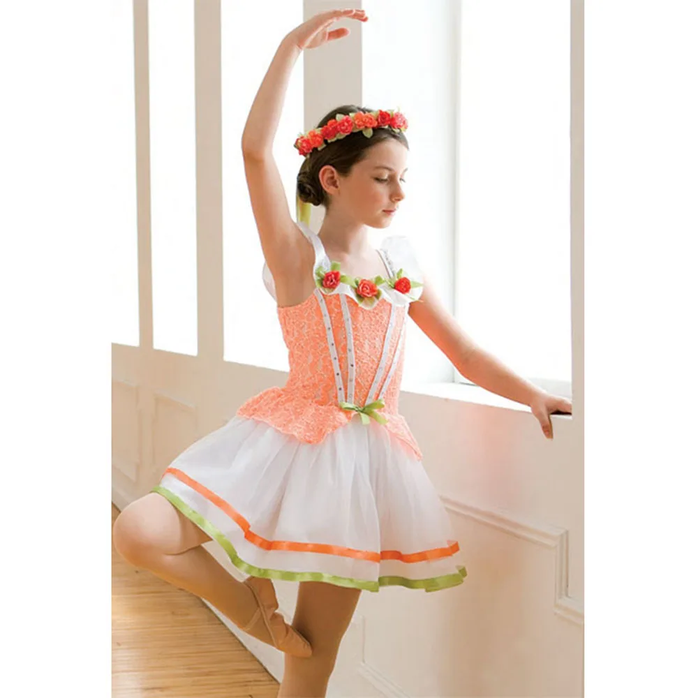 

Классическое детское оранжевое балетное платье принцессы для выступления на сцене платье для танцев