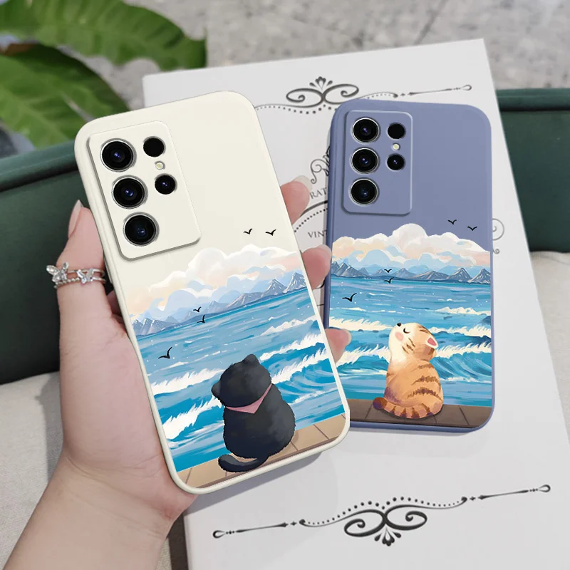 Charming Seaside Cat Phone Case - Whimsical Coastal Design Cover