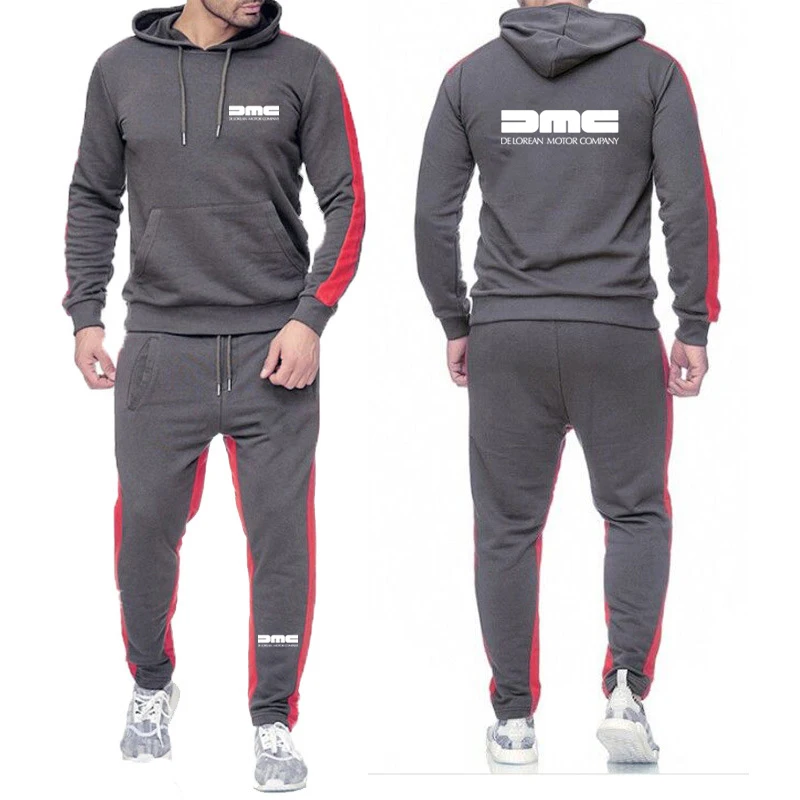 2023 New Men's Delorean Motor Company Printing Fashion Tracksuit Comfortable Sweatshirt+Casual Sweatpants Pullover Hoodie Suit