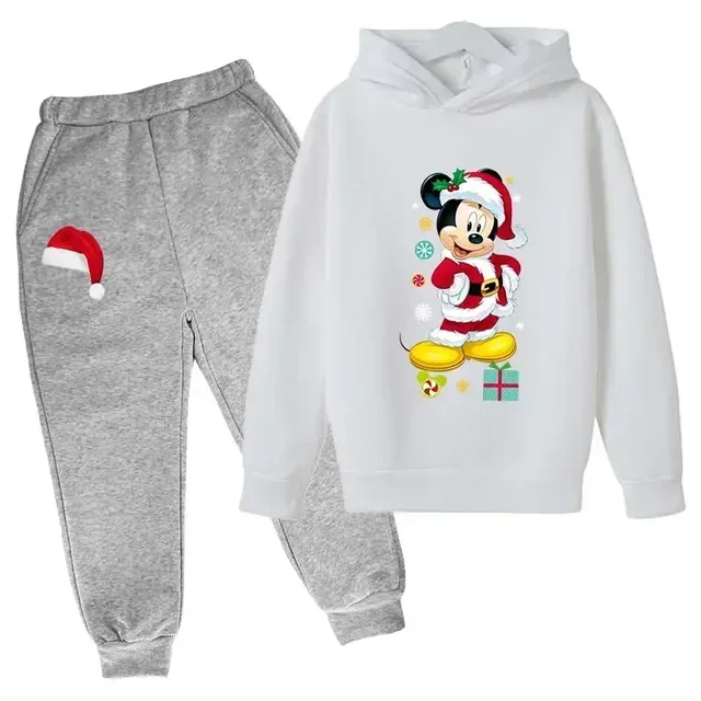 thumbnail image 1 of Conjuntos navideños para niños de Disney Mickey Mouse, ropa para niños, sudaderas con capucha y pantalones, conjunto de 2 piezas, chándales de dibujos animados para niños, ropa para niños pequeños, tr, 1 of 5