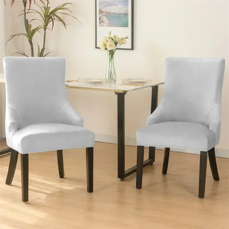 Super Soft Small ArmChair Cover Elastic Pure Color Chair Cover High Back Sloping Armchairs Slipcovers for Hotel Home Decor