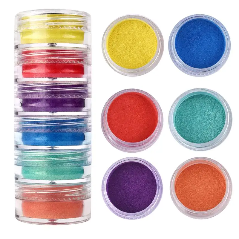 6 Colors/Set Pearlescent Powder Pigment Resin Mica Mineral Powder Dye DIY Epoxy Resin Jewelry Making Nail Art Decor Makeup