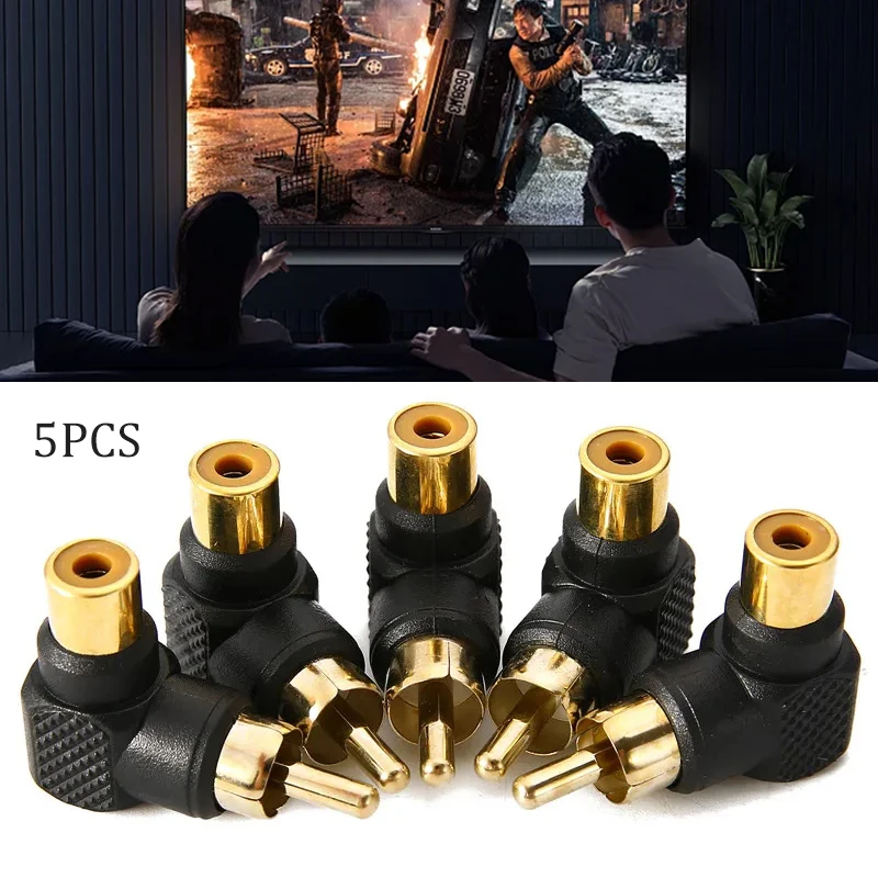 금도금 L자형 로터스 Rca 직각 엘보, 암수 변환 플러그, 90 도