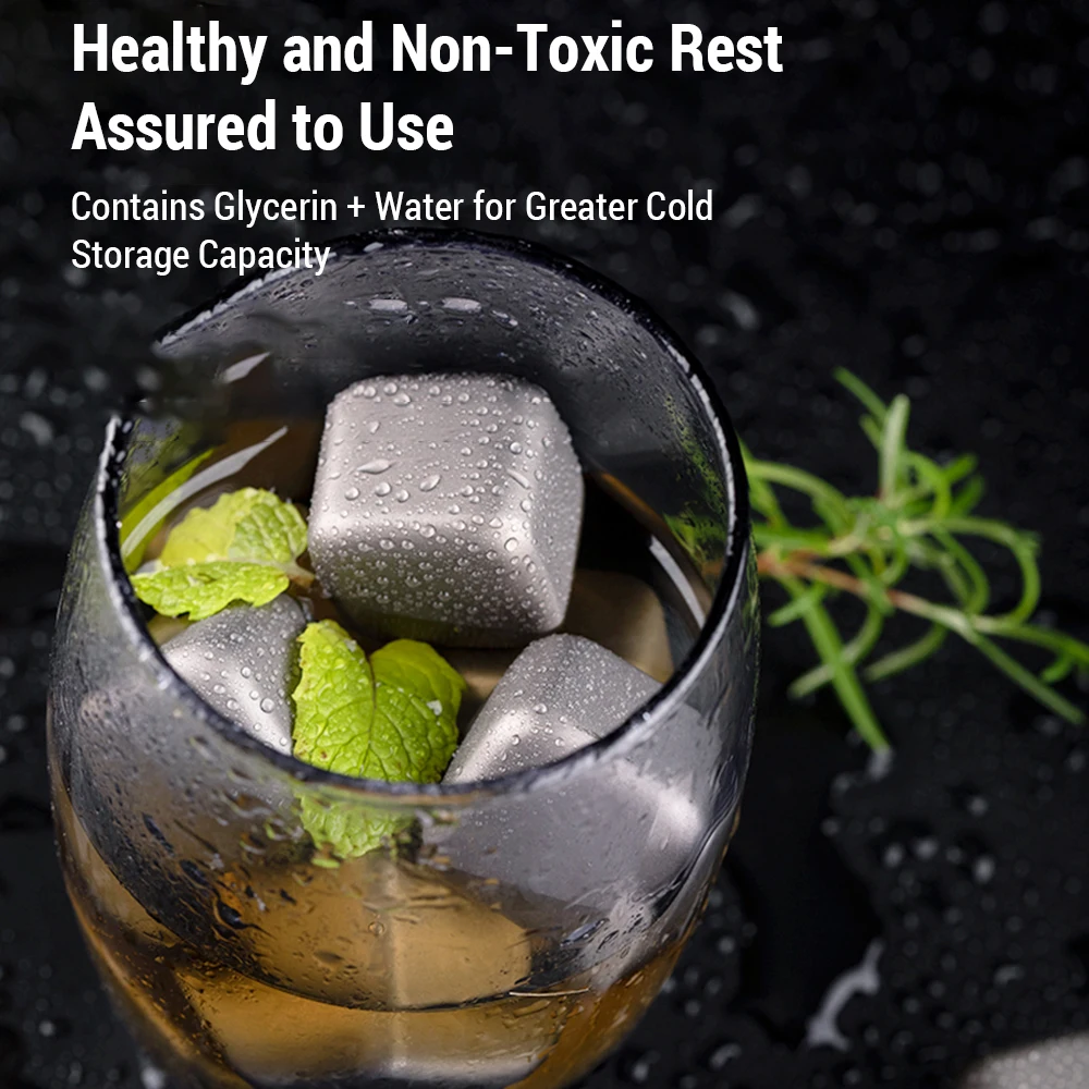 Titanium Metal Ice Cubes Refreezable 4
