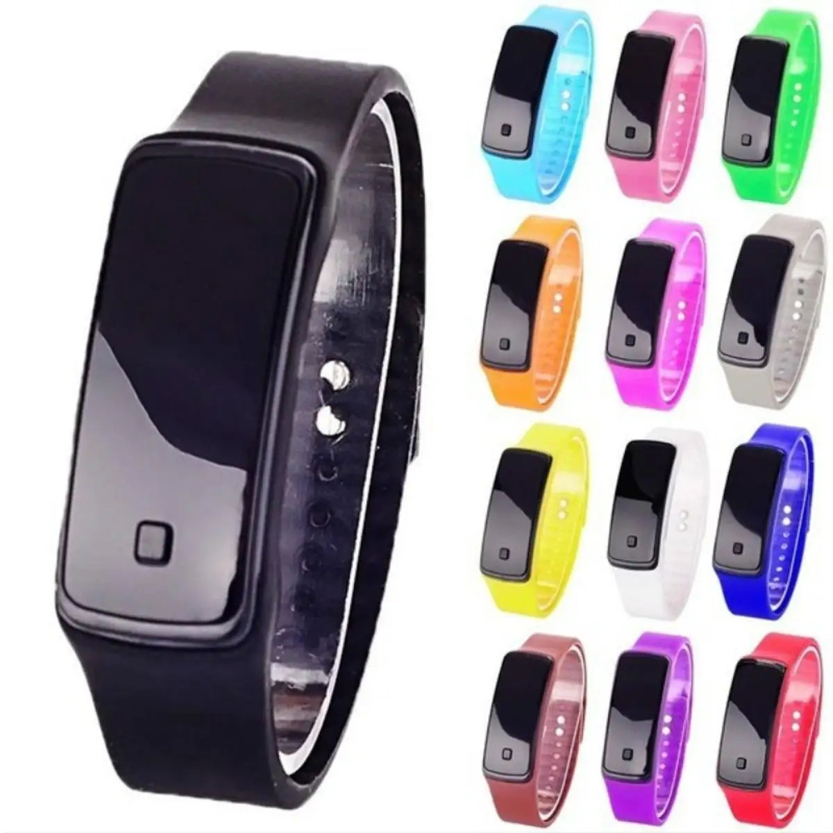 1 Pcs Digital Watch Womens Mens Rubber LED Watch Date Sports Bracelet Digital Wrist Watch For Gift