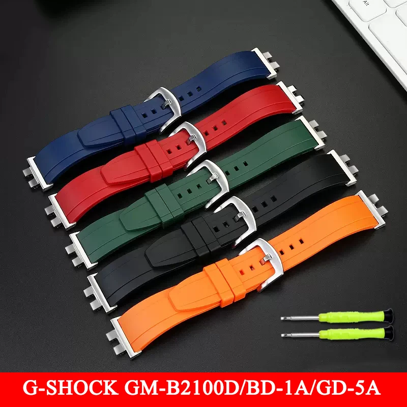 Adattatore In Metallo + Cinturino In Gomma Per Casio G-Shock Gm-B2100D/Bd-1A/Gd-5A Metallo Ottagono Modificato Silicone Impermeabile Starp