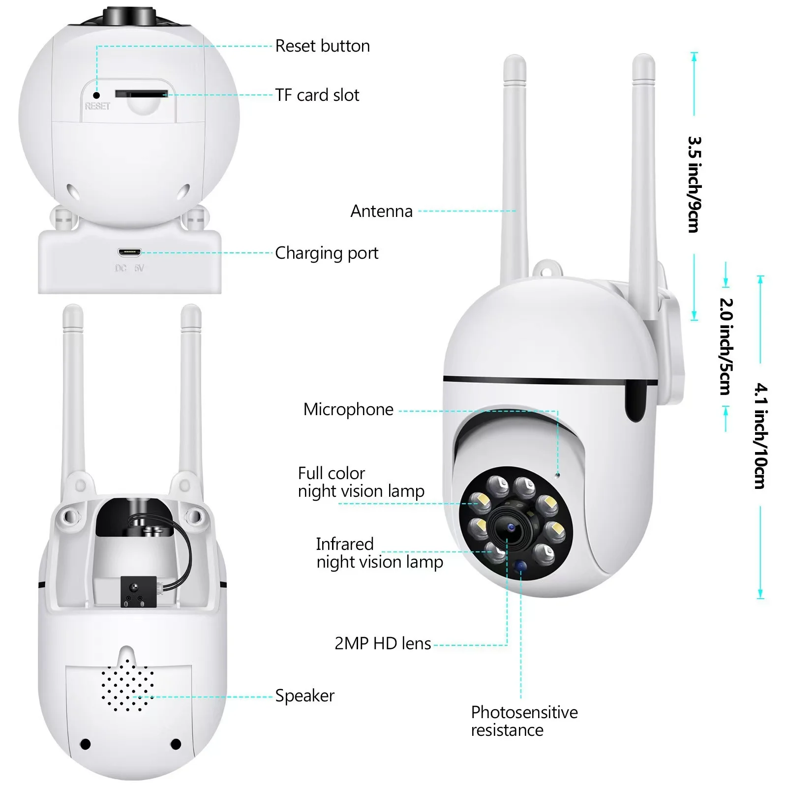 5G PTZ WIFI 5MP IP Camera Audio CCTV Surveillance Outdoor 4X Digital Zoom Night Full Color Wireless Security Protection camera - 6