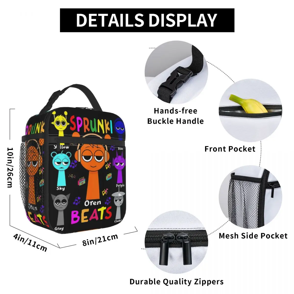 Incredibox Sprunki Insulated Lunch Bag Funny Game Lunch Container Portable Thermal Cooler Bento Box Picnic 6
