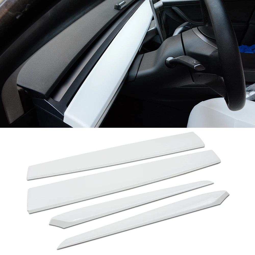 

Gloss Door Interior Dashboard Door Wood Modification Cover Decor Adhensive Panel Trims For Tesla Model 3/Y Car Styling Mouldings