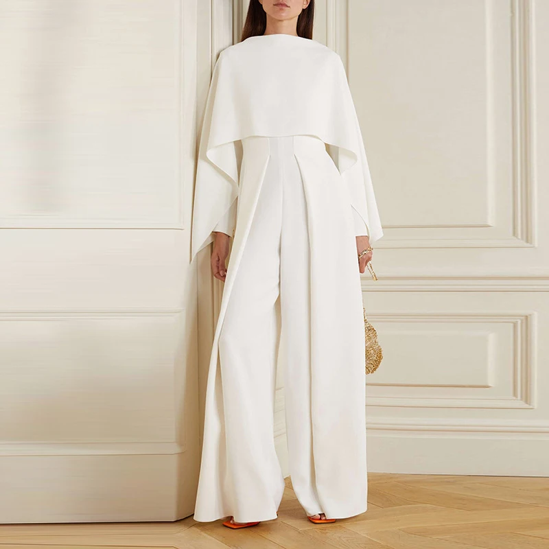 

Женский однотонный комбинезон на молнии, элегантный комбинезон в стиле ретро с широкими штанинами и длинным рукавом