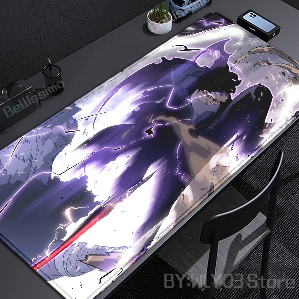 Premium Anime Solo Leveling Gaming Desk Mat - Extra-Large Non-slip HD Mouse Pad with Locking Edges (90x40cm)