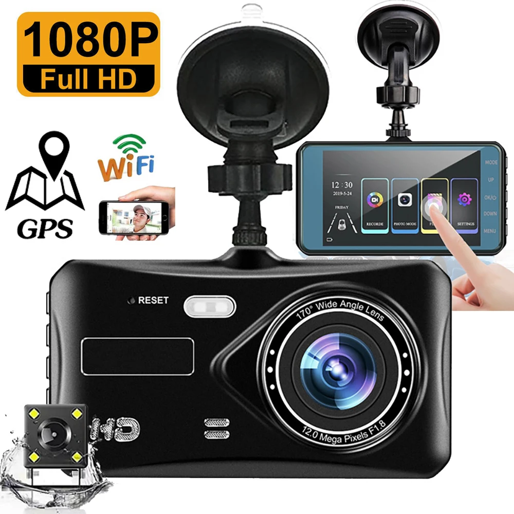 

Автомобильный видеорегистратор WiFi Full HD 1080P, видеорегистратор с камерой заднего вида, видеорегистратор с ночным видением, черный ящик, монитор парковки, видеорегистратор, GPS-трекер