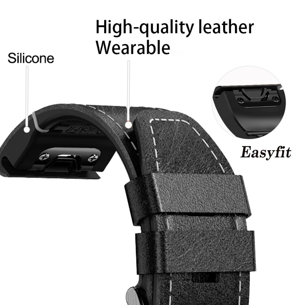 Premium Leather and Silicone Smartwatch Bracelet Strap - Epix Edition