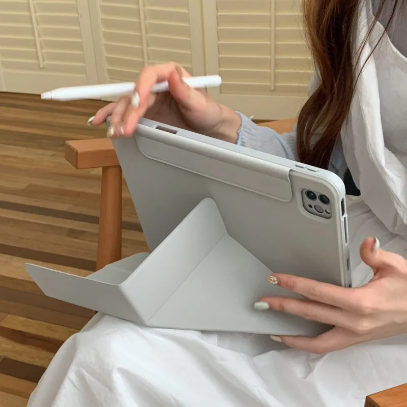 Magnetic Solid Color Multi-Fold Stand Tablet Case Cover