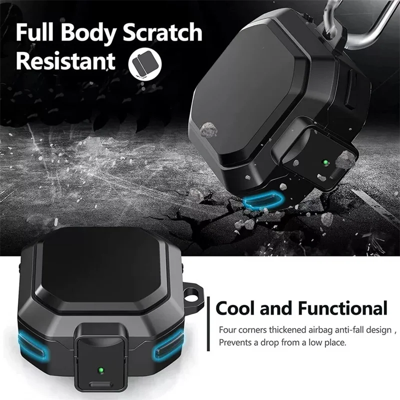 Durable Shockproof Earbuds Protective Case with Keychain Attachment