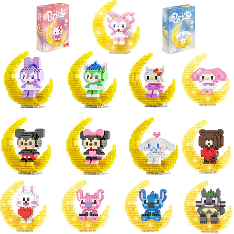 

Аниме Sanrio строительные блоки Kawaii Hello Kitty Kuromi My Melody Cinnamoroll Бриллиантовая мышь блоки игрушки для детей подарок на день рождения