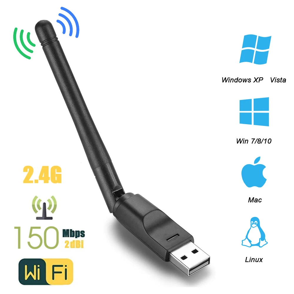 150Mbps MT7601 Wireless Network Card Mini USB WiFi Adapter LAN Wi-Fi ...