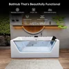 60 Inch Acrylic Freestanding Whirlpool Hot Tub Modern Soaking Bathtub with Central Drainage and Color Therapy  Bathroom Fixture 3
