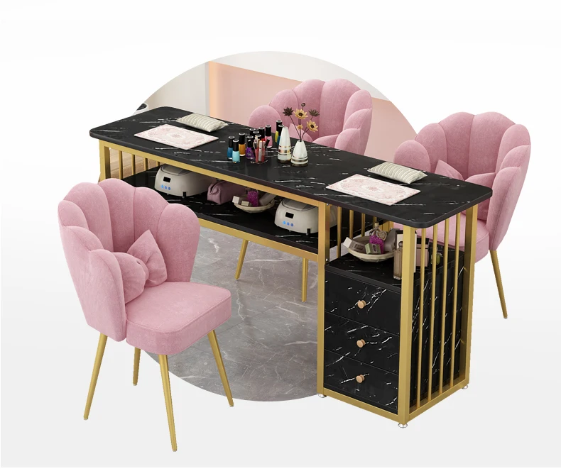 Description Picture 4 of itemNordic Manicure Table and Chair Set Salon Furniture Modern Minimalist Single Double Nail Tables Professional Manicure Table U