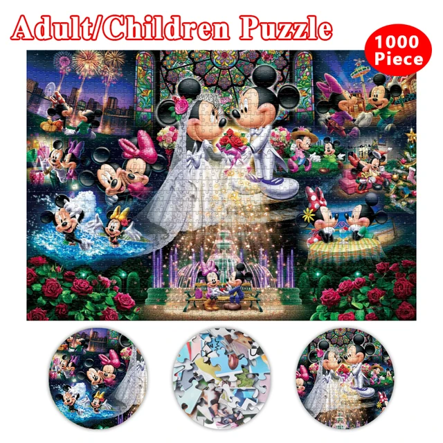 大人と子供のためのミッキーとミニーマウスのパズル,1000ピース,教育