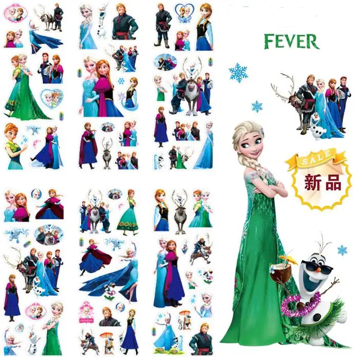 10 Fogli/Set Cute Disney Frozen Movie Elsa Anna Princess Scrapbooking Per Kid Rooms Decor Dary Notebook Decoration Toy Sticker