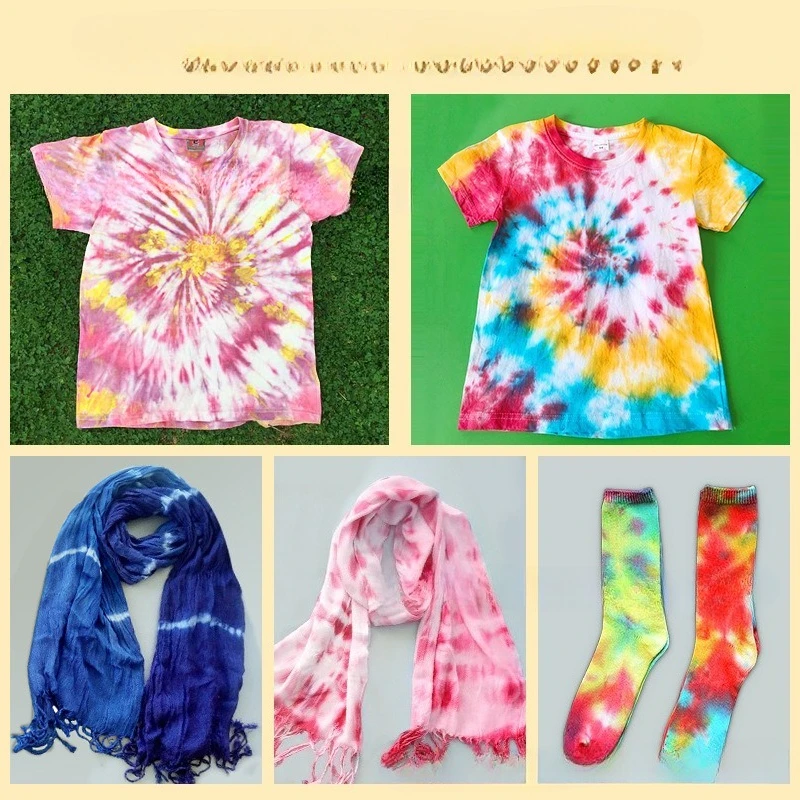 Tie Dye Kit for Fabric and Clothes with 5 Color Textile Paints