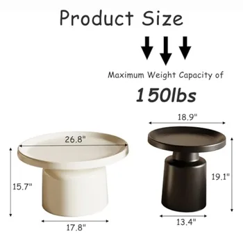 Modern Coffee Table Set 26.8 and 18.9 Round Coffee Table Coffee Table for Whole or Side Table End Table for Alone in Living Roo 2