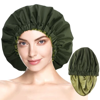 Double-Layer Waterproof Shower Cap – Reusable Bath Cap for Women & Salon Use 1
