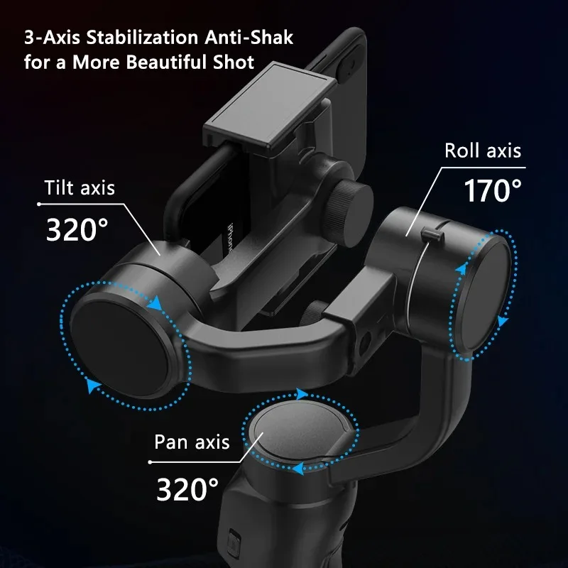 

New Ai Anti Shake Handle Gimbal for Travel Video Portable 3-Axis Phone Stabilizer for iPhone 14 pro max/Xiaomi/Huawei Smartphone